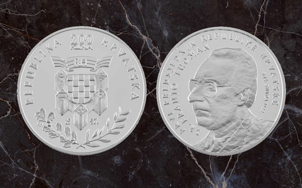 Srebrnjak 200 kuna dr. Franjo Tuđman, prvi predsjednik Republike Hrvatske