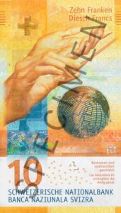 Stara novčanica 20 CHF (švicarskih franaka), prednja strana