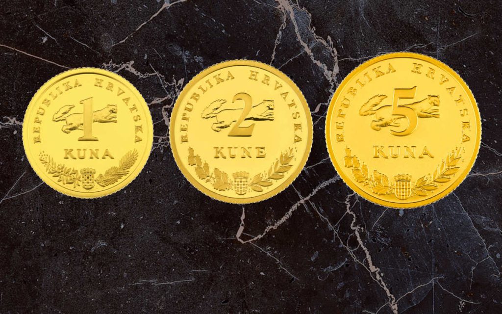 Zlatnici 1 kuna, 2 kune, 5 kuna komplet